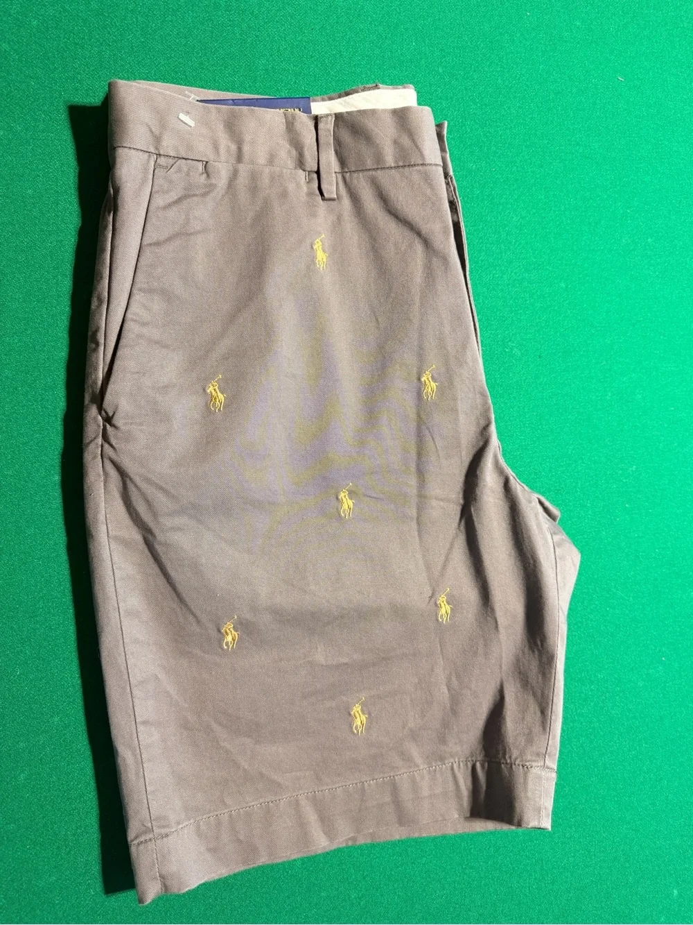 Ralph Lauren Gray Embroidered Polo Chino Shorts with Gold Logos
